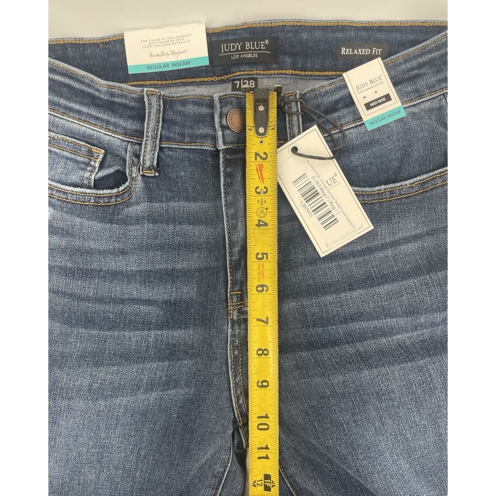 Judy Blue Relaxed Fit Meant To Be Jeans Women 7/28 Dark Wash Distressed MidRise - Picture 7 of 9
